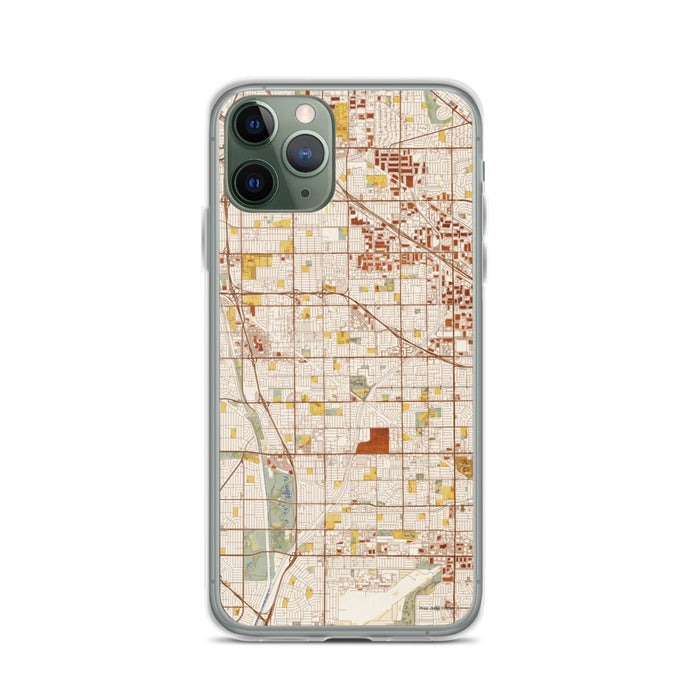 Custom iPhone 11 Pro Cerritos California Map Phone Case in Woodblock