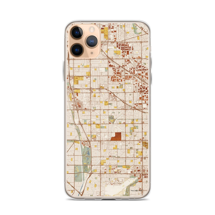 Custom iPhone 11 Pro Max Cerritos California Map Phone Case in Woodblock