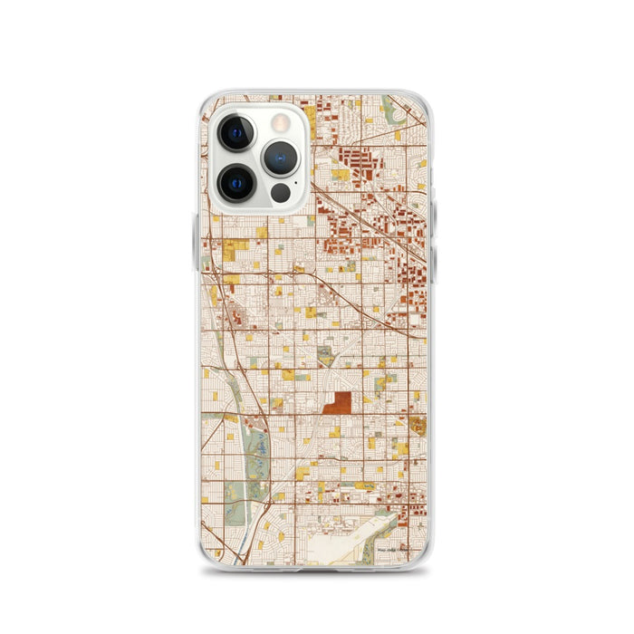 Custom iPhone 12 Pro Cerritos California Map Phone Case in Woodblock