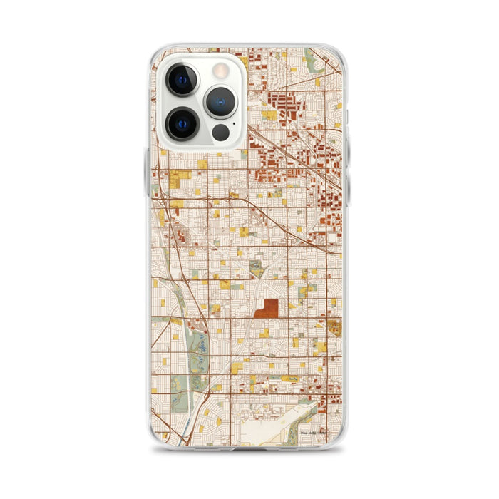 Custom iPhone 12 Pro Max Cerritos California Map Phone Case in Woodblock