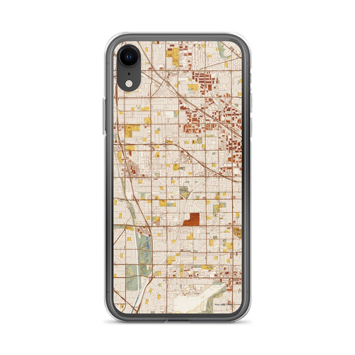 Custom iPhone XR Cerritos California Map Phone Case in Woodblock