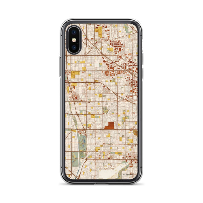 Custom iPhone X/XS Cerritos California Map Phone Case in Woodblock