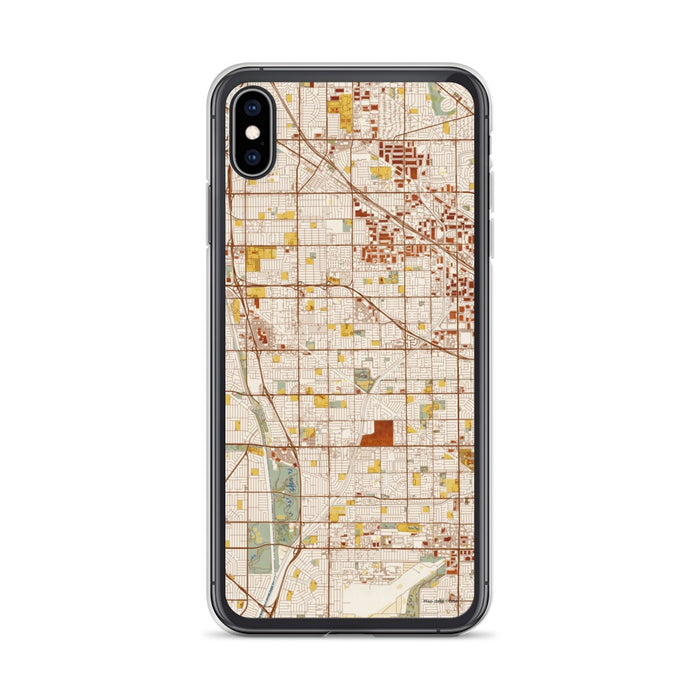 Custom iPhone XS Max Cerritos California Map Phone Case in Woodblock