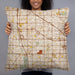 Person holding 22x22 Custom Cerritos California Map Throw Pillow in Woodblock