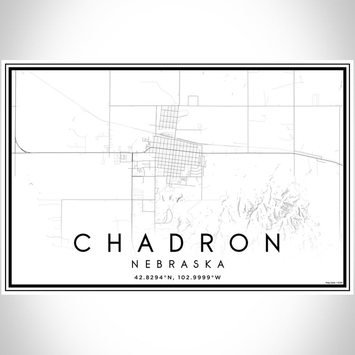 Chadron Nebraska Map Print Landscape Orientation in Classic Style With Shaded Background