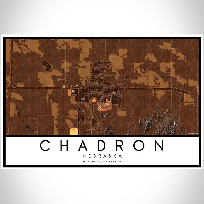 Chadron Nebraska Map Print Landscape Orientation in Ember Style With Shaded Background