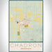 Chadron Nebraska Map Print Portrait Orientation in Woodblock Style With Shaded Background