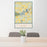 24x36 Chain O' Lakes-King Wisconsin Map Print Portrait Orientation in Woodblock Style Behind 2 Chairs Table and Potted Plant