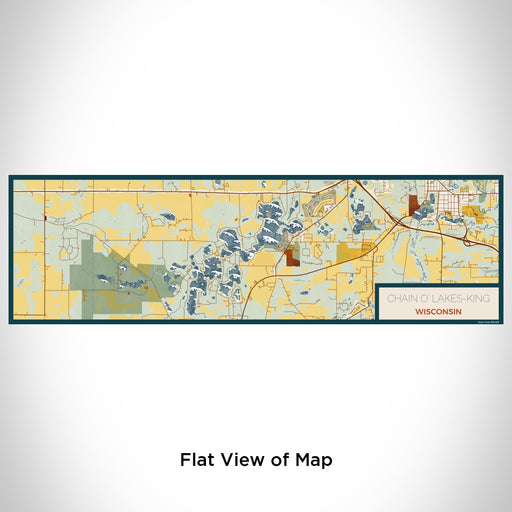 Flat View of Map Custom Chain O' Lakes-King Wisconsin Map Enamel Mug in Woodblock