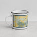 Left View Custom Chain O' Lakes-King Wisconsin Map Enamel Mug in Woodblock