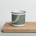 Front View Custom Chamberlain South Dakota Map Enamel Mug in Afternoon on Cutting Board