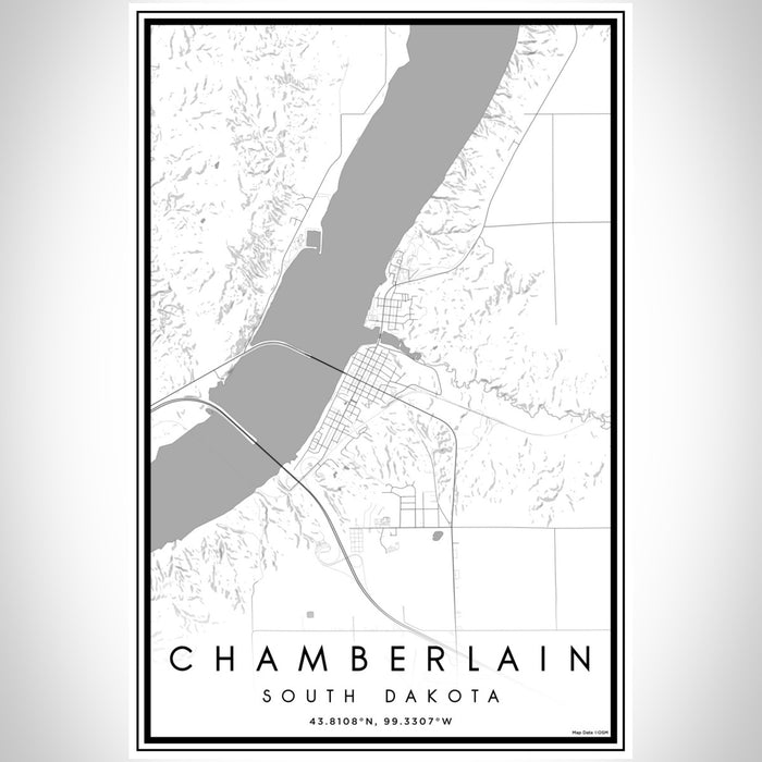 Chamberlain South Dakota Map Print Portrait Orientation in Classic Style With Shaded Background