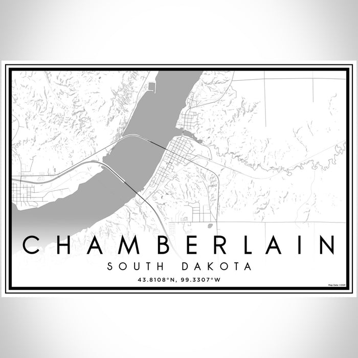 Chamberlain South Dakota Map Print Landscape Orientation in Classic Style With Shaded Background