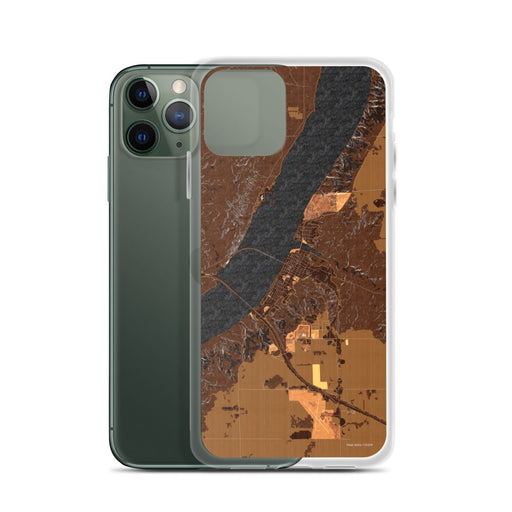 Custom Chamberlain South Dakota Map Phone Case in Ember on Table with Laptop and Plant