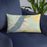 Custom Chamberlain South Dakota Map Throw Pillow in Woodblock on Blue Colored Chair