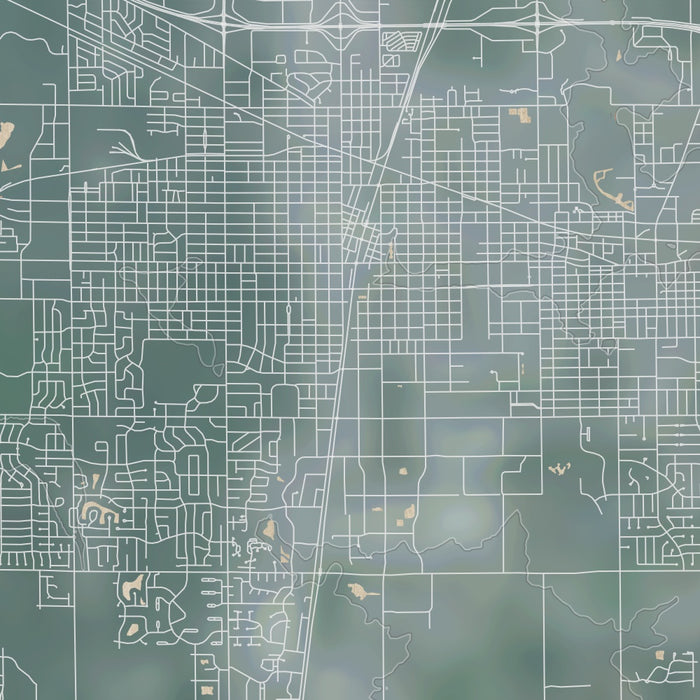 Champaign Illinois Map Print in Afternoon Style Zoomed In Close Up Showing Details