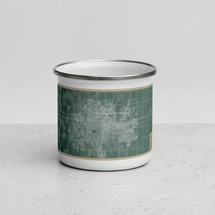 Front View Custom Champaign Illinois Map Enamel Mug in Afternoon