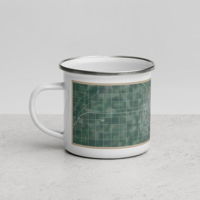Left View Custom Champaign Illinois Map Enamel Mug in Afternoon