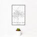 12x18 Champaign Illinois Map Print Portrait Orientation in Classic Style With Small Cactus Plant in White Planter