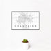 12x18 Champaign Illinois Map Print Landscape Orientation in Classic Style With Small Cactus Plant in White Planter