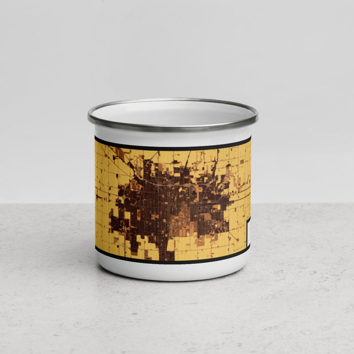 Front View Custom Champaign Illinois Map Enamel Mug in Ember