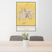 24x36 Champaign Illinois Map Print Portrait Orientation in Woodblock Style Behind 2 Chairs Table and Potted Plant