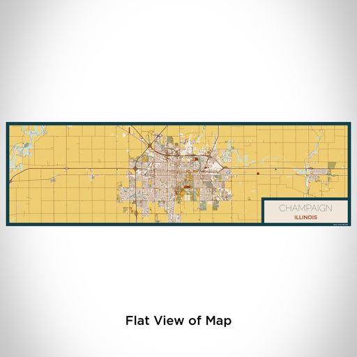 Flat View of Map Custom Champaign Illinois Map Enamel Mug in Woodblock