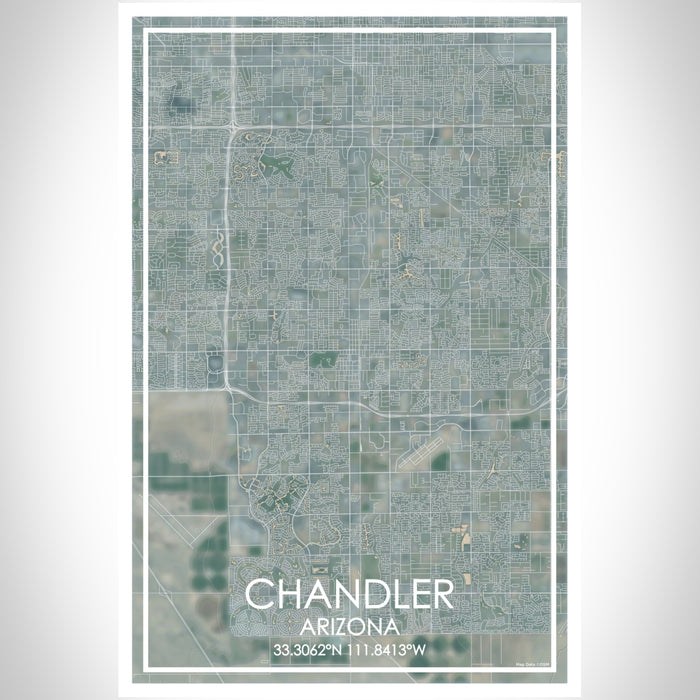Chandler Arizona Map Print Portrait Orientation in Afternoon Style With Shaded Background