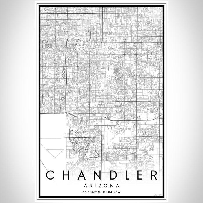 Chandler Arizona Map Print Portrait Orientation in Classic Style With Shaded Background
