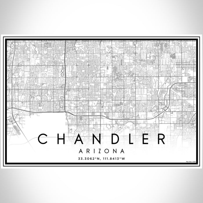 Chandler Arizona Map Print Landscape Orientation in Classic Style With Shaded Background
