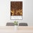 24x36 Chandler Arizona Map Print Portrait Orientation in Ember Style Behind 2 Chairs Table and Potted Plant