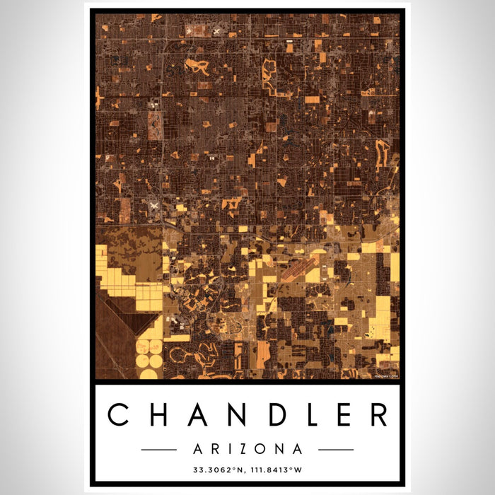 Chandler Arizona Map Print Portrait Orientation in Ember Style With Shaded Background