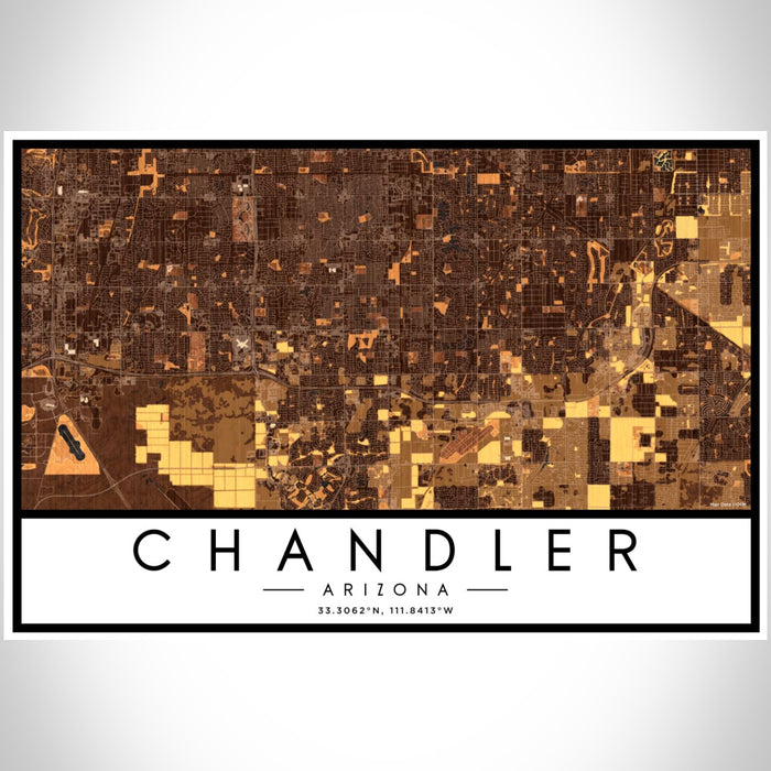 Chandler Arizona Map Print Landscape Orientation in Ember Style With Shaded Background