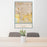 24x36 Chandler Arizona Map Print Portrait Orientation in Woodblock Style Behind 2 Chairs Table and Potted Plant