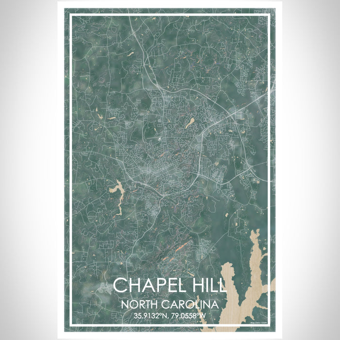 Chapel Hill North Carolina Map Print Portrait Orientation in Afternoon Style With Shaded Background