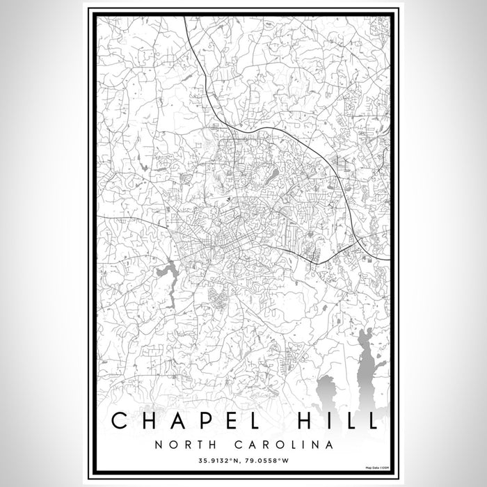 Chapel Hill North Carolina Map Print Portrait Orientation in Classic Style With Shaded Background