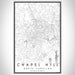 Chapel Hill North Carolina Map Print Portrait Orientation in Classic Style With Shaded Background