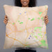 Person holding 22x22 Custom Chapel Hill North Carolina Map Throw Pillow in Watercolor