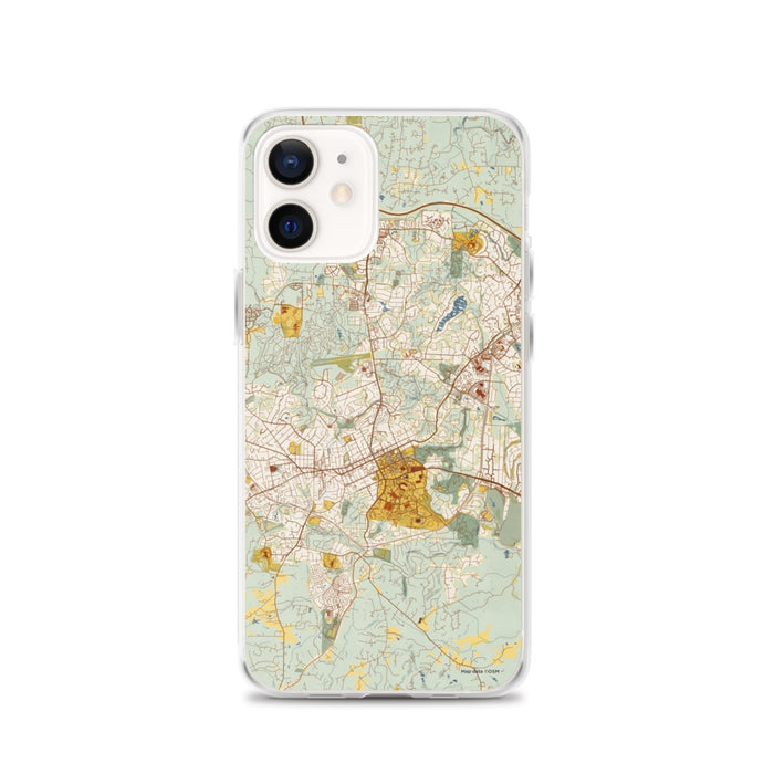 Custom Chapel Hill North Carolina Map iPhone 12 Phone Case in Woodblock