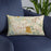 Custom Chapel Hill North Carolina Map Throw Pillow in Woodblock on Blue Colored Chair