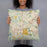 Person holding 18x18 Custom Chapel Hill North Carolina Map Throw Pillow in Woodblock