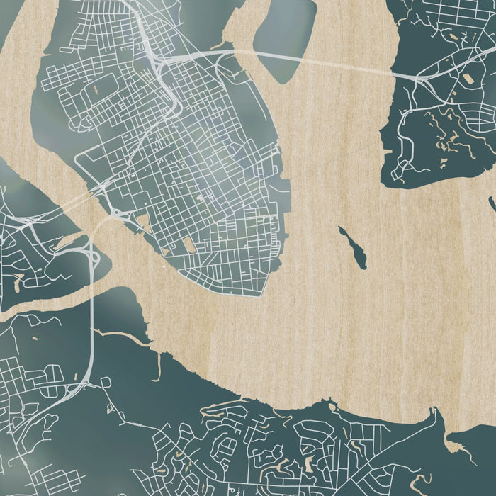 Charleston South Carolina Map Print in Afternoon Style Zoomed In Close Up Showing Details