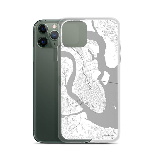 Custom Charleston South Carolina Map Phone Case in Classic on Table with Laptop and Plant