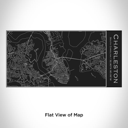 Rendered View of Charleston South Carolina Map Engraving on 17oz Stainless Steel Insulated Cola Bottle in Black