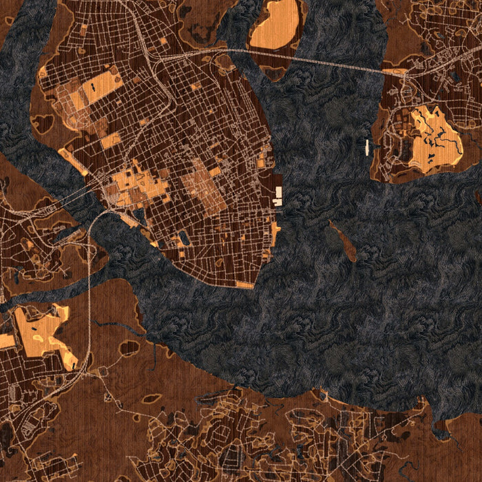 Charleston South Carolina Map Print in Ember Style Zoomed In Close Up Showing Details