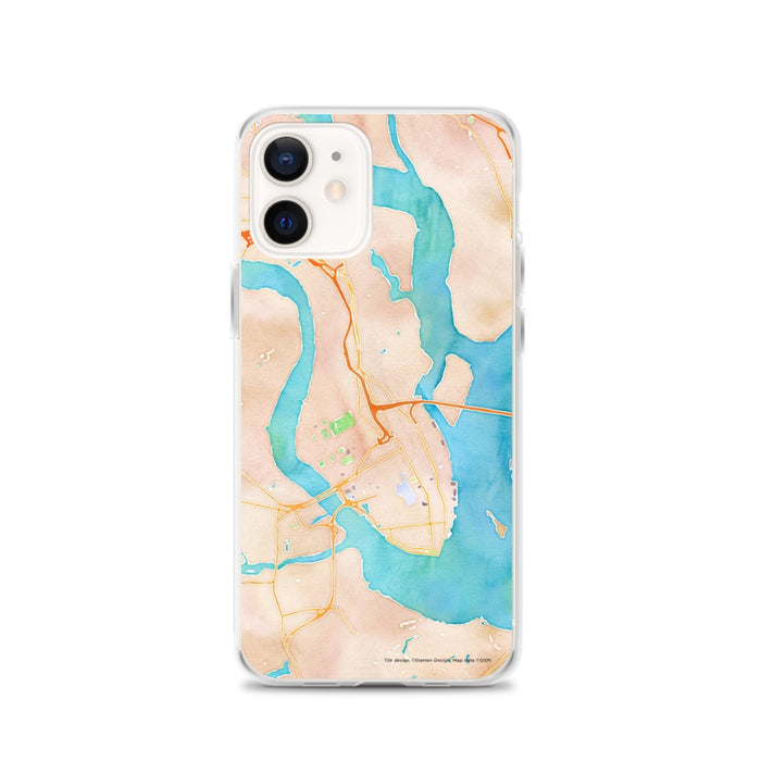 Custom Charleston South Carolina Map iPhone 12 Phone Case in Watercolor