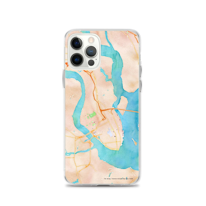 Custom Charleston South Carolina Map iPhone 12 Pro Phone Case in Watercolor