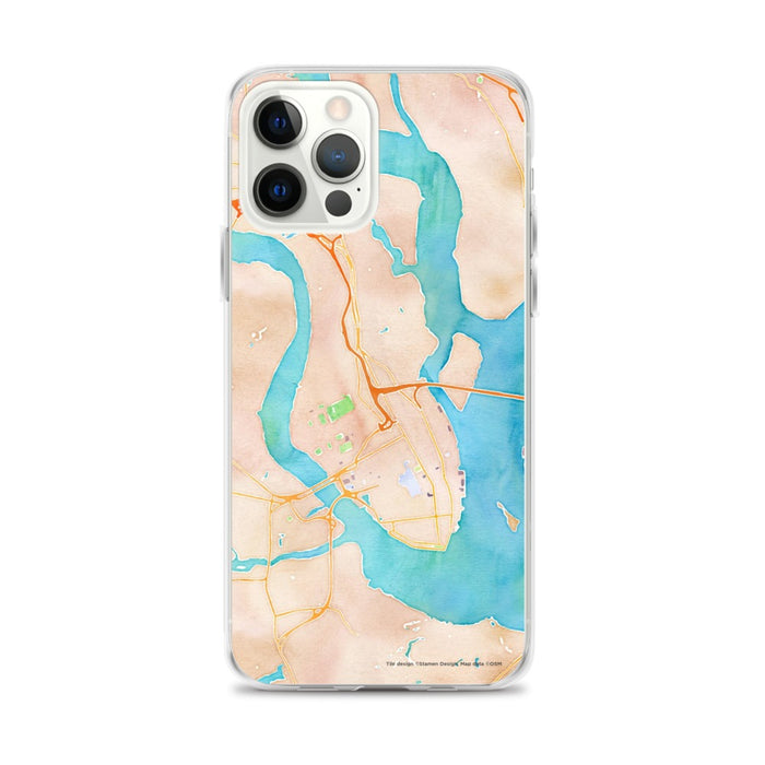 Custom Charleston South Carolina Map iPhone 12 Pro Max Phone Case in Watercolor