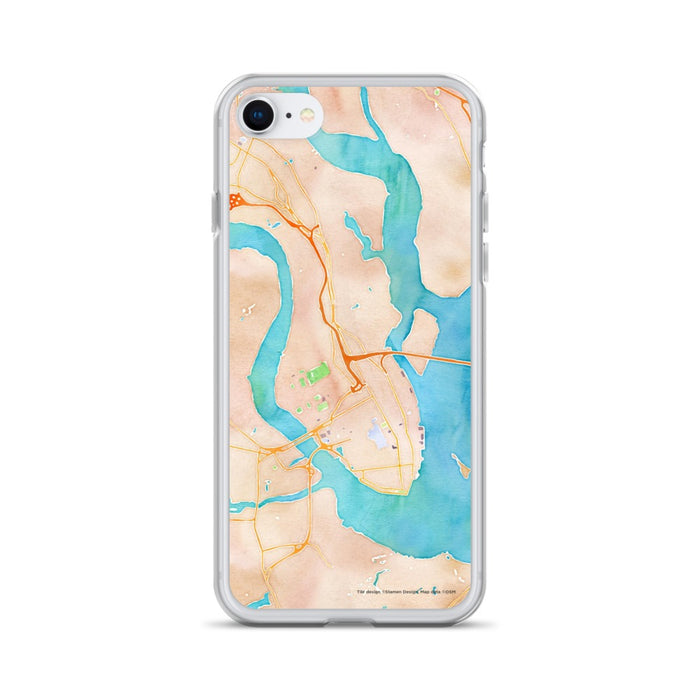Custom Charleston South Carolina Map iPhone SE Phone Case in Watercolor