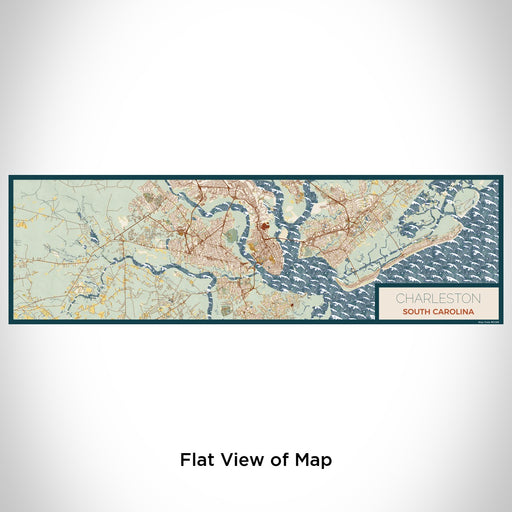 Flat View of Map Custom Charleston South Carolina Map Enamel Mug in Woodblock